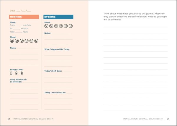 Mental Health Journal: Daily Check-In: 70 Days of Reflection Space to Track Your Moods, Intentions, and Well-Being