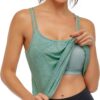 Hibelle Women's Workout Yoga Racerback Tank Tops with Built in Shelf Bra