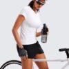 CRZ YOGA Seamless Workout Tops for Women Short Sleeve Athletic Tees Breathable Gym Running Yoga Shirts