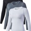 Women's 3 Pack Dry Fit Athletic Compression Base Layer Long Sleeve