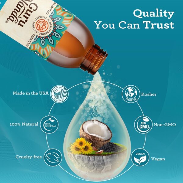 GuruNanda Original Oil Pulling with Tongue Scraper, Alcohol & Fluoride Free Mouthwash for Teeth & Gum Health & Fresh Breath (Unflavoured), 8.45 Fl Oz