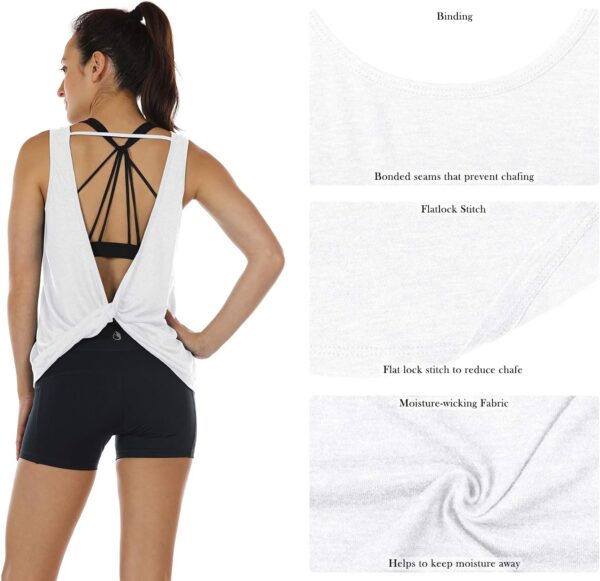 icyzone Women's Open Back High Neck Workout Athletic Gym Tank Tops