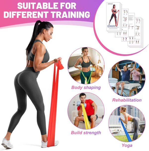 Resistance Bands Set, 5 Pcs Exercise Bands Elastic Stretch Bands for Yoga Pilates Fitness Stretching Strength Training, Workout Bands for Home Gym