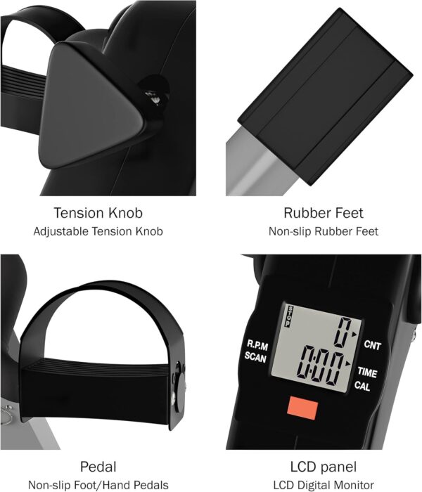 Under Desk Bike Pedal Exerciser with Calorie Tracker and Adjustable Resistance
