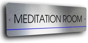 Meditation Room Sign, Modern Door Signs, Business Signs, Durable Signs, Meditation Room Signs, Meditation Room, UV Protected Printed Brushed Aluminum, 12 x 4 inches