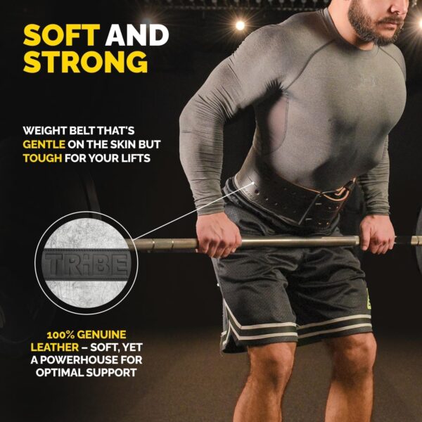 5mm Premium Weight Lifting Belt - 100% Genuine Leather Weightlifting Belt - Comfortable Squat Belt, Deadlift Belt or Powerlifting Belt - Workout Belt for Strength Training - Gym Belt for Men and Women