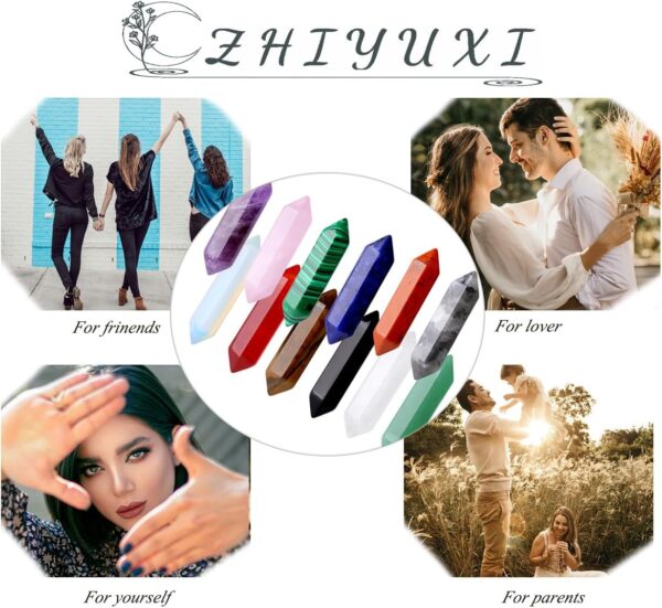 ZHIYUXI 20 Pcs Amethyst Crystal Healing Crystals and Stones Amethyst Gemstone Tumbled Polished Energy Reiki Healing Stones Crystal Wand Meditation Decor Gifts