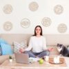 7 Pack Sacred geometric Wall Art Wooden Chakra Wall Art Crystal Grid Board Yoga Wall Decor Hindu Decor Meditation Spiritual Decor for Bedroom geometric Hanging Sculpture Home Decor 5.9 x 5.9 Inch