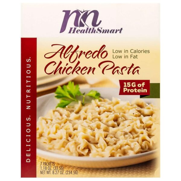 HealthSmart High Protein Chicken Alfredo Pasta, 15g Protein, Low Calorie, Low Fat, Low Cholesterol, Low Sugar, KETO Diet Friendly, Ideal Protein Compatible, 7 Count Box