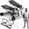 OLIXIS Mini Stepper with Resistance Bands, Twist Stair Steppers for Exercise at Home, Portable Full Body Workout Stepper Machine Adjustable Foot Stepper for Fitness
