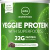MRM Nutrition Veggie Protein with Superfoods | Chocolate Flavored | 22g Complete Protein | Over 8.8g Essential Amino acids | 13 superfoods | with Omega 3s and Omega6s | Keto Friendly | 30 Servings