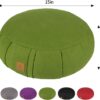 Round Zafu Meditation Cushion, D=15" H=5.5" Zabuton Meditation Pillow, Yoga Bolster/Pillow, Floor seat, Zippered Organic Cotton Cover, Natural Buckwheat, Kneeling Pillow - Grey