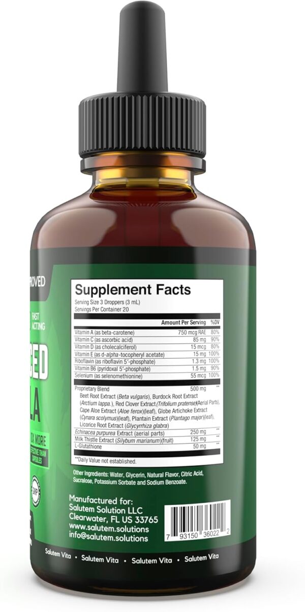 Salutem Vita™ Liquid Advanced Formula Detox - Detoxify and Rejuvenate: Liquid Dietary Supplement for Total Body Cleanse - Supplement for Toxin Removal - 1 Pack - 2 Fl Oz (20 Servings)