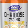 NOW Sports Nutrition, D-Ribose 750 mg, Certified Non-GMO, Energy Production*, 120 Veg Capsules