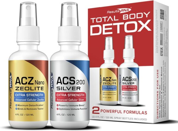 Results RNA – Total Body Detox Extra Strength System – ACS 200 Silver & ACZ Nano Zeolite are Clinically Proven to Detoxify & Boost Immunity. Recommended by Doctors Worldwide (2 oz)