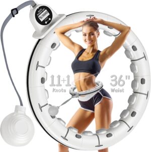 30/12 Knots Weighted Hula Hoop for Kids & Adults Weight Loss, Detachable & Size Adjustable Infinity Hoop Plus Size, Home Outdoors Fitness Exercise, Abdominal Toner