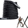 Battle Ropes 1.5 inch 30 ft - Polyester Workout Rope Heavy for Home Body Workouts Building Muscle, Black