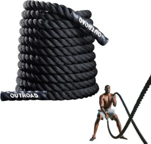 Battle Ropes 1.5 inch 30 ft - Polyester Workout Rope Heavy for Home Body Workouts Building Muscle, Black