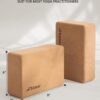 Trideer Cork Yoga Blocks, 2 Pack Natural Cork Blocks, High Density with Non Slip Surface, Eco-Friendly Accessories and Ideal for Yoga, Pilates, Stretching