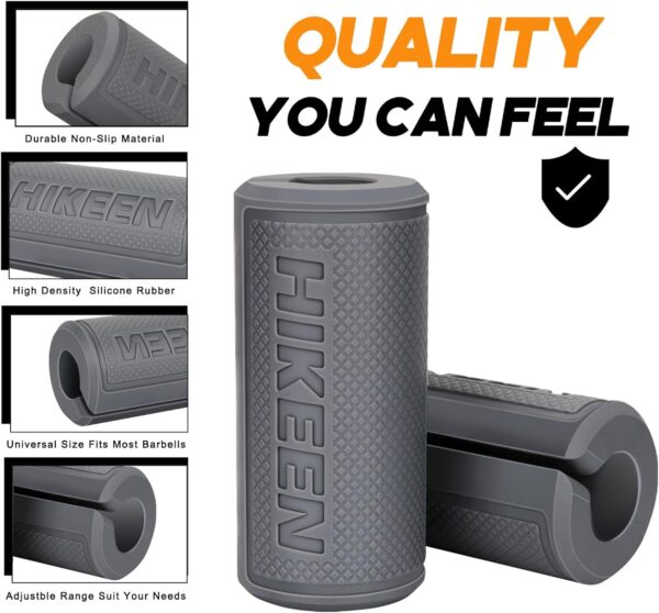 Hikeen Thick Bar Dumbbell Grips,Non Slip Hard Rubber Barbell Grips,Grips for Weight Lifting, Muscle Building-1.77", 2", 2.25" & 2.75" Outer Diameter