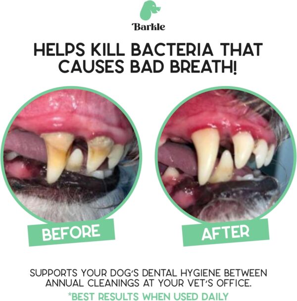 Barkle Dog Teeth Cleaning Gel | Best Dog Tooth Brushing Kit | Vet Reviewed to Eliminate Plaque, Tartar & Bad Breath | Toothpaste Replacement | Dog Breath Freshener | Free Finger Brush (Mint - 60 Days)