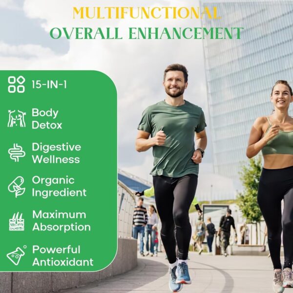15-in-1 Detox Binder, Activated Charcoal, Zeolite & Bentonite Clay, Chlorella, 1500 MG Supplement Maximum Absorbent, Liver Gut Digestive Toxin Detox Cleanse, 90 Vegan Capsules