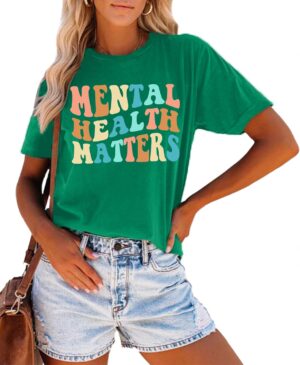 Mental Health Matters Shirt for Women Be Kind Shirt Therapist Shirt Positive Short Sleeve Psychologist Tee Tops
