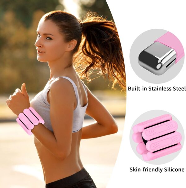 Pilates Wrist ＆ Ankle Weights for Women 1 Pair (1lb/2lb/4lb) Adjustable Wrist Weights to Increase Training Intensity, Yoga Pilates, Dance Ballet, Walking, Running
