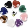 NatureWonders 8 Crystal Hearts 1.4" (Booklet, Pouch, Gift Box) Chakra Stone, Healing Crystal, Palm Thumb Stone, Powerful & Popular, All Natural, Finished with Beeswax, Meditation, Energy Healing Reiki