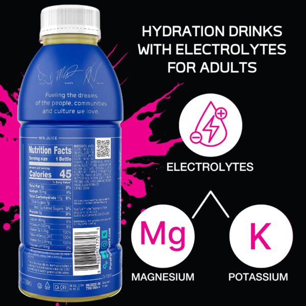 Pure Fuel Hydration Drinks Tropical Torrent - Plant-Based Healthy Electrolyte Drinks with B-Vitamins - No Added Sugar - 12 Pack x 16.9 fl oz Bottles