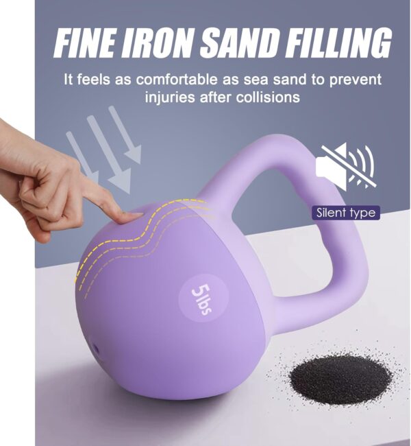 soges PVC One-Piece Kettlebell with Wide Handles, Strength Training Kettlebells 5lb to 35lb Optional for Women of Different Levels, Iron Sand Filled Soft Kettlebell