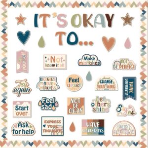 Mental Health Posters It's Okay to Boho Bulletin Board Set Therapy Offices Decor Inspirational Positive Affirmations Accents Psychology Wall Art for School Office Home Classroom Decoration Supply