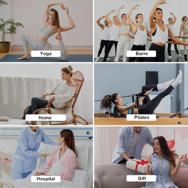 Grip Pilates Socks for Women, Yoga Slouch Socks with Grip for Barre Workout Hospital Long Scrunch Slipper Socks
