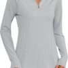 LOMON Women Long Sleeve Shirts Sun Protection 1/4 Zip Summer Quick Dry Hiking Shirts Quarter Zip Pullover for Women