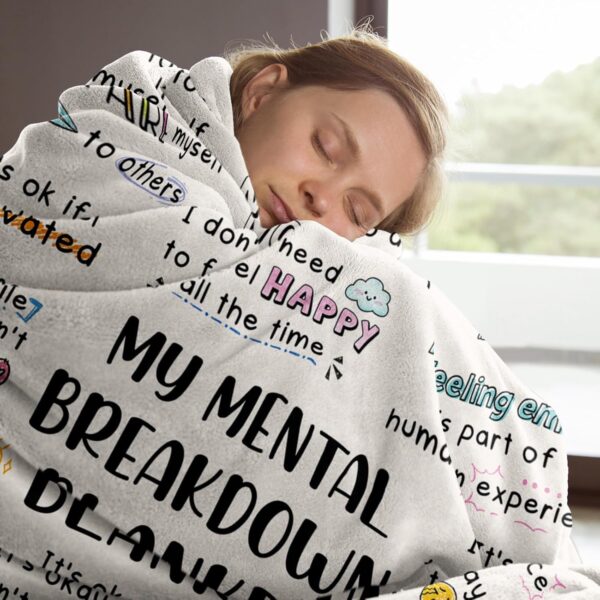 My Mental Breakdown Blanket, Mental Health/Inspirational Gifts for Women Men, Mental Health Counselor Gifts, Daily Affirmations, Stress Relief/Self Care Love Gifts, Calm Down Corner Supplies
