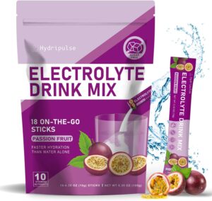 Electrolytes Powder Packets - Sugar Free, Naturally Flavored, 10 Electrolyte & Vitamins Electrolyte Drink Mix - Passion Fruit Flavors, Keto Friendly, Vegan, Non- GMO, 18 Packets