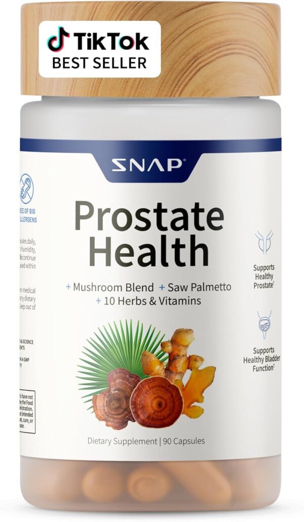 Snap Supplements Prostate Health Support Supplement, Saw Palmetto for Men Plus Stinging Nettle Root, Magnesium Citrate, Zinc and Plant Sterols, Supports Male Urinary Tract Health, 90 Capsules