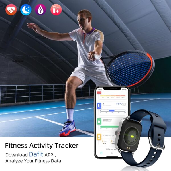 Luoba Smart Watches for Men, 1.69'' Answer/Make Call Android Smartwatch Activity Fitness Tracker with Heart Rate Sleep Monitor Calorie Step Counter Digital Fitness Watch Compatible Android iOS, Blue
