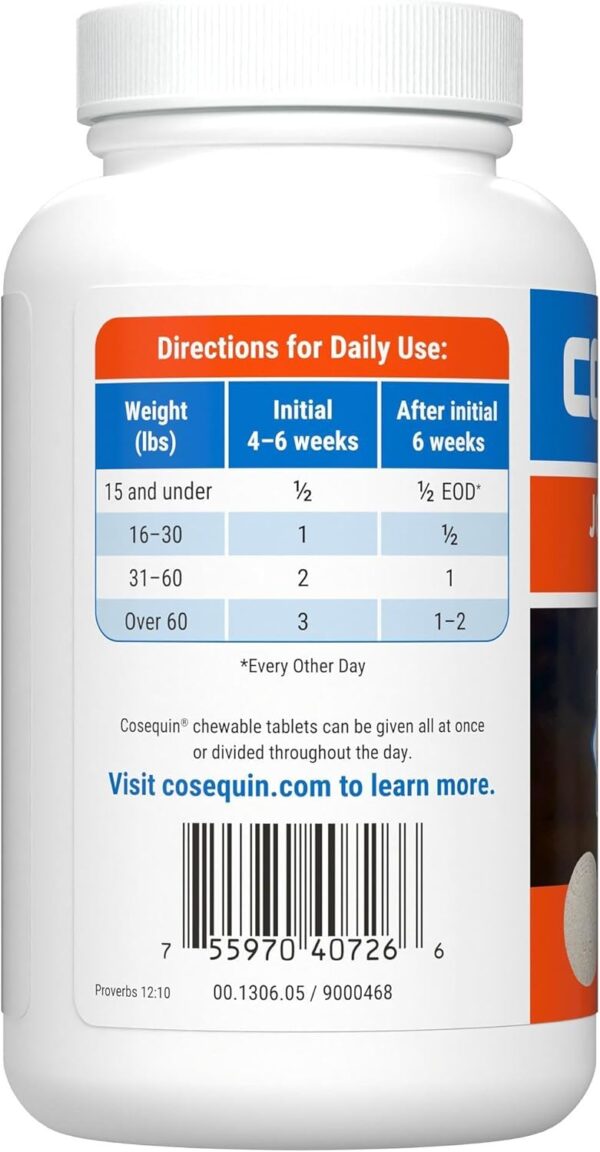 Nutramax Laboratories Cosequin Maximum Strength Joint Health Supplement for Dogs - With Glucosamine, Chondroitin, MSM, and Hyaluronic Acid, 75 Chewable Tablets (Pack of 1)