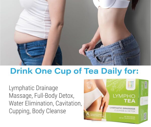 Bruizex Lymphatic Natural Herbal Tea, Lymphatic Drainage, Ginger Blend for Lymphatic System Health, Post Surgery Recovery Liposuction, BBL, Tummy Tuck, Lipedema & Lymphedema, 30-Pack