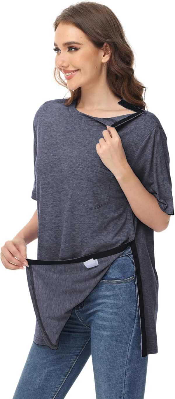 Unisex Snap Post Shoulder Surgery Shirts After Rotator Cuff Surgery Shirt Tear Away Chemo Port Adaptive Clothing