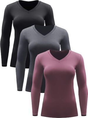 CADMUS Women long Sleeve Shirt for Workout Dry Fit Yoga t Shirts V-Neck
