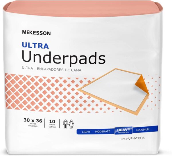 McKesson Underpads Disposable Bed Pads 30" x 36" [100 Count], Heavy Absorbency, Ultra Incontinence Chux Pads for Adults, Elderly, and Baby, Pee Pads