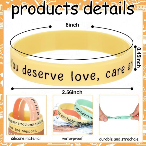 48 pcs Mental Health Reminders Silicone Gifts Bulk Motivational Quote Colored Inspirational Rubber Wristbands Counseling Therapy for Mental Health Decor(Rustic Color,Mental Health)