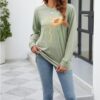 Womens Fall Crewneck Sunflower Graphic Print Tops Long Sleeve Cute Casual Tees