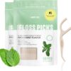 Biodegradable Floss Picks (100pcs) - Natural, Vegan, Sustainable, Reusable Dental Floss - Shred Resistant and Nontoxic Plant-Based Material Dental Floss Picks