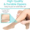 Vive Zipper Compression Socks Medical for Men & Women - 15-20 mmHg Knee High Stockings for Varicose Veins, Recovery, Edema, Post-Surgery Support - Elastic & Comfortable - Easy On for Elderly