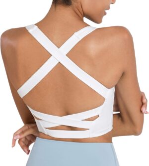 romansong Strappy Yoga Sports Bras for Women Padded Criss-Cross Back Tank Tops