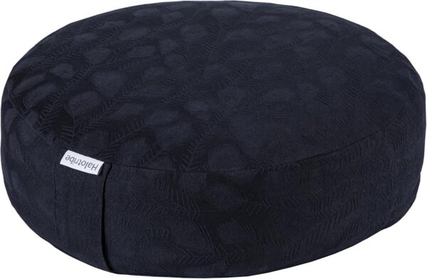 Meditation Cushion, Comfortable Meditation Pillow With Peacock Feather Jacquard Cover. Buckwheat Hull Filled Zafu Floor Pillow 16 * 16 * 5 in