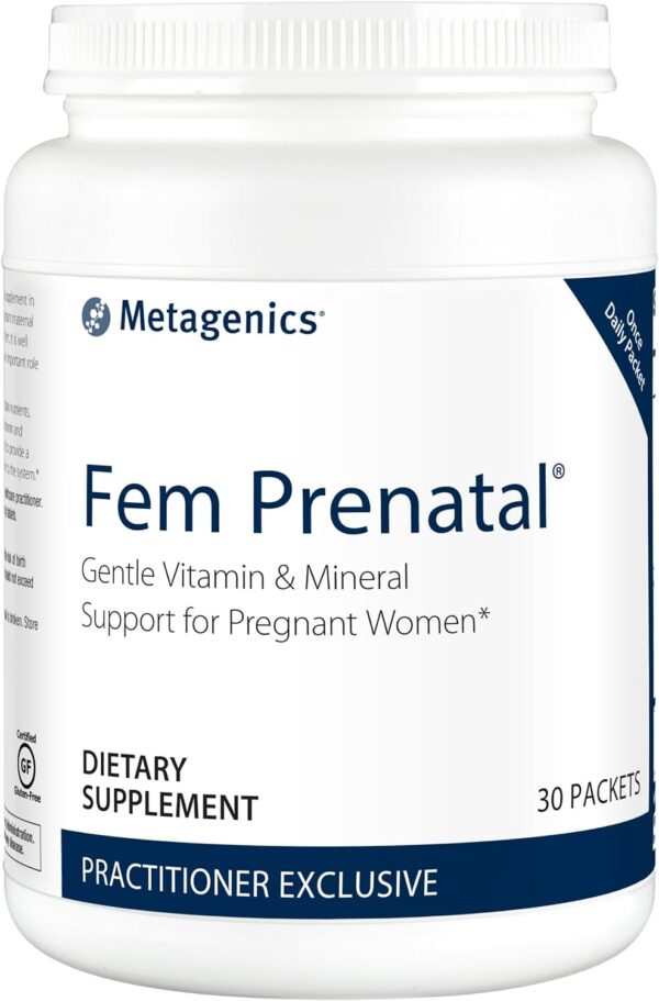 Metagenics Fem Prenatal - Prenatal Vitamin & Minerals Supplement* - Prenatals for Women* - with Vitamin C, Iodine & Biotin - Multivitamins Gentler to The System - 30 Packets